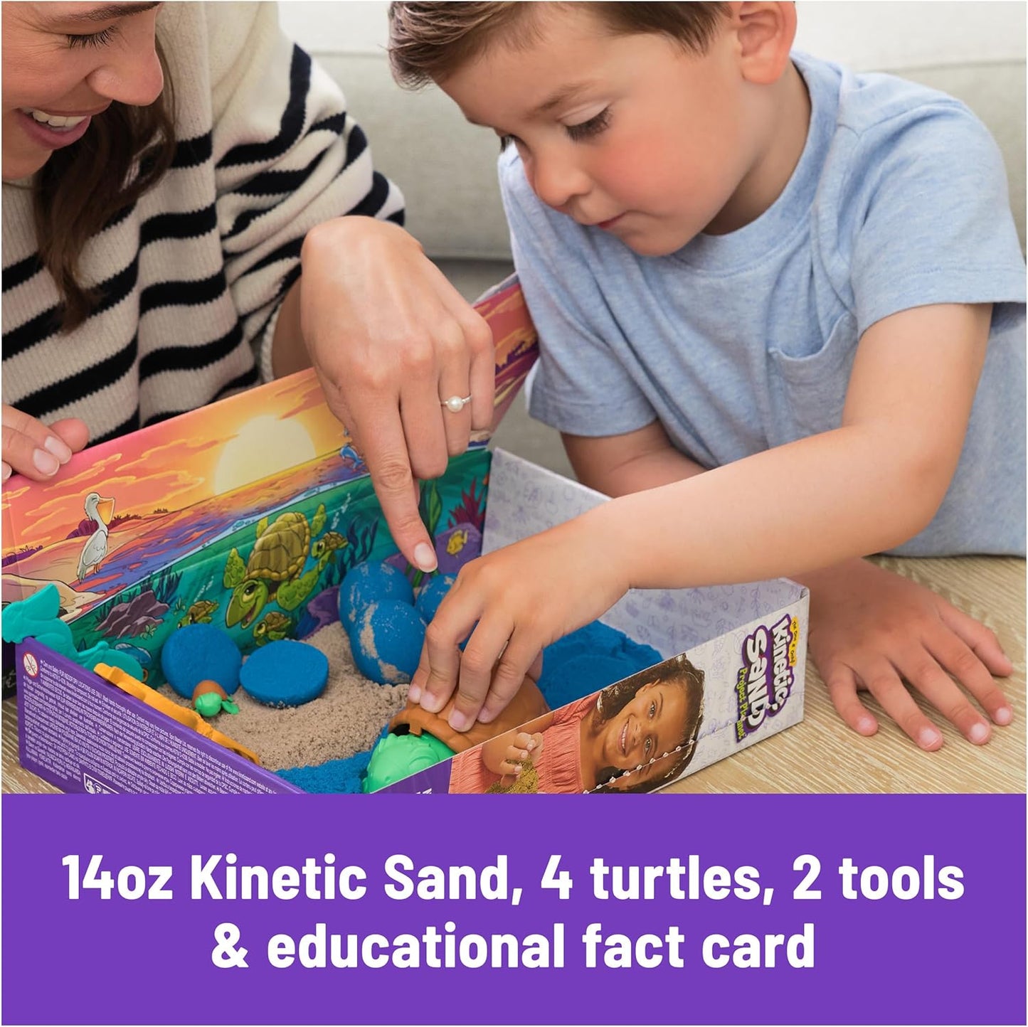 Kinetic Sand, Project Planet Deep Sea with 24oz Sensory Play Sand & Sea Creature Tools, Sustainably Minded Eco Friendly Materials, Holiday Gifts & Stocking Stuffers for Kids Ages 3 and up