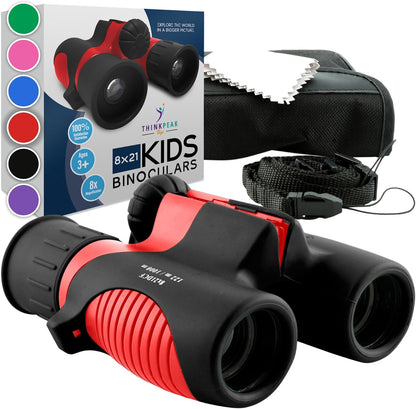 Think Peak Pink Binoculars Science Toy for Kids Ages 3-12 Years - Real Compact Outdoor Adventure & STEM Educational Nature Hiking Explorer for Bird Watching, Camping Children’s Birthday Gift