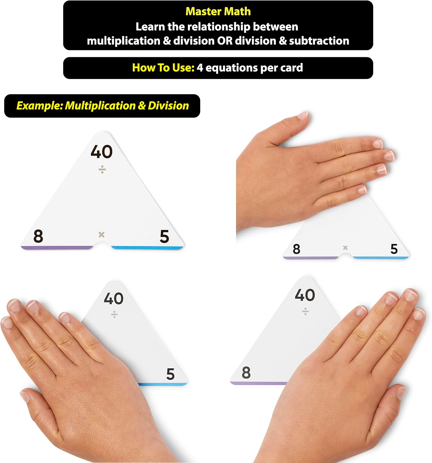Award-Winning Triangle Math Flash Cards – 376 Multiplication & Division Facts (0–12) – Mastery-Based, Color-Coded Learning for Grades 3–6 – Durable Cards with Visual Aids