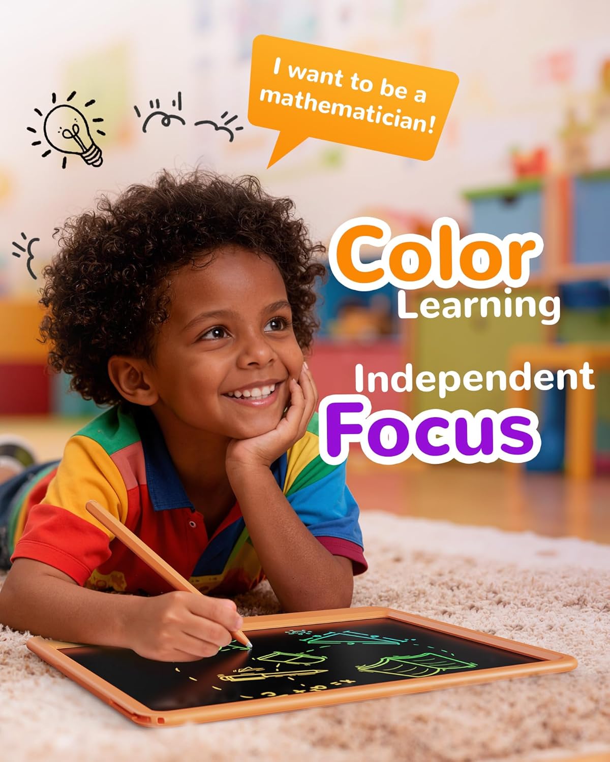 KOKODI LCD Writing Tablet, 12 Inch Colorful Toddler Doodle Board Drawing Tablet, Erasable Reusable Electronic Drawing Pads, Educational and Learning Toy for 3-6 Years Old Boy and Girls(Blue)