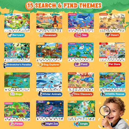 JoyCat Search and Find Activity Books, Animal Preschool Learning Activities for Toddlers & Kids, Travel Toys for Road Trip Car and Airplane, Busy Toy, Educational Game Gifts for Boys Girls Ages 3-5