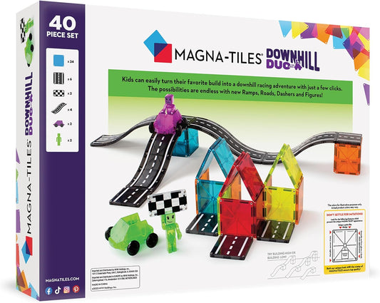 Magna-Tiles Downhill Duo 40-Piece Magnetic Construction Set, The Original Magnetic Building Brand