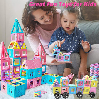 Tolnetr Magnetic Tiles Toys for 3 4 5 6 7 8+ Year Old Boys Girls Upgrade Macaron Castle Blocks Building Set for Toddlers STEM Creativity/Educational Toys for Kids Age 3-6 Christmas Birthday Gifts