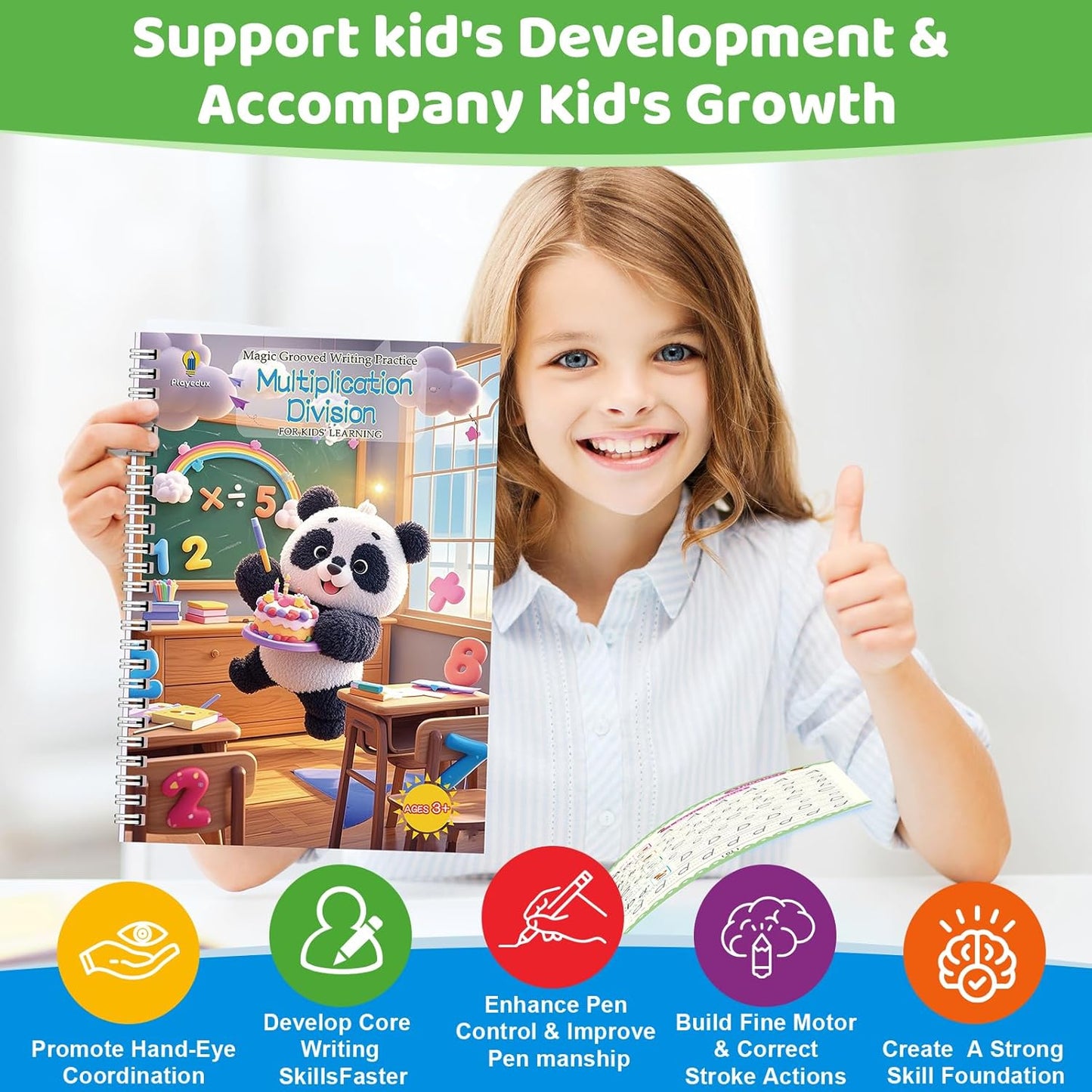 Magic Grooved Writing Practice Books for Kids 3-8, Reusable Grooved Handwriting Books-Letters Numbers Math Painting-Preschool Learning Activities-Birthday Gifts for 3 4 5 6 7 8 Years Old
