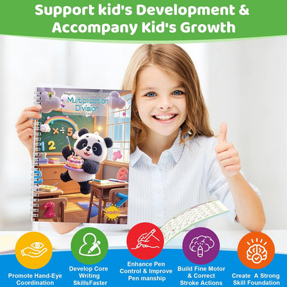 Magic Grooved Writing Practice Books for Kids 3-8, Reusable Grooved Handwriting Books-Letters Numbers Math Painting-Preschool Learning Activities-Birthday Gifts for 3 4 5 6 7 8 Years Old