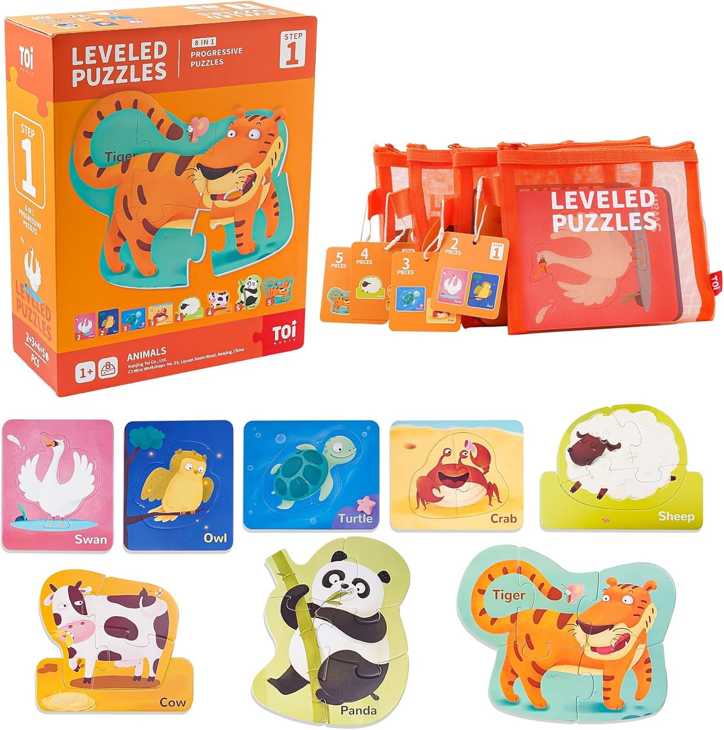TOI Leveled Puzzles for Kids Aged 2.5 and Up, Toddler Puzzle Preschool Learning Jigsaw Puzzles, Large Pieces Educational Game for Boys Girls, Classic Education Step 2