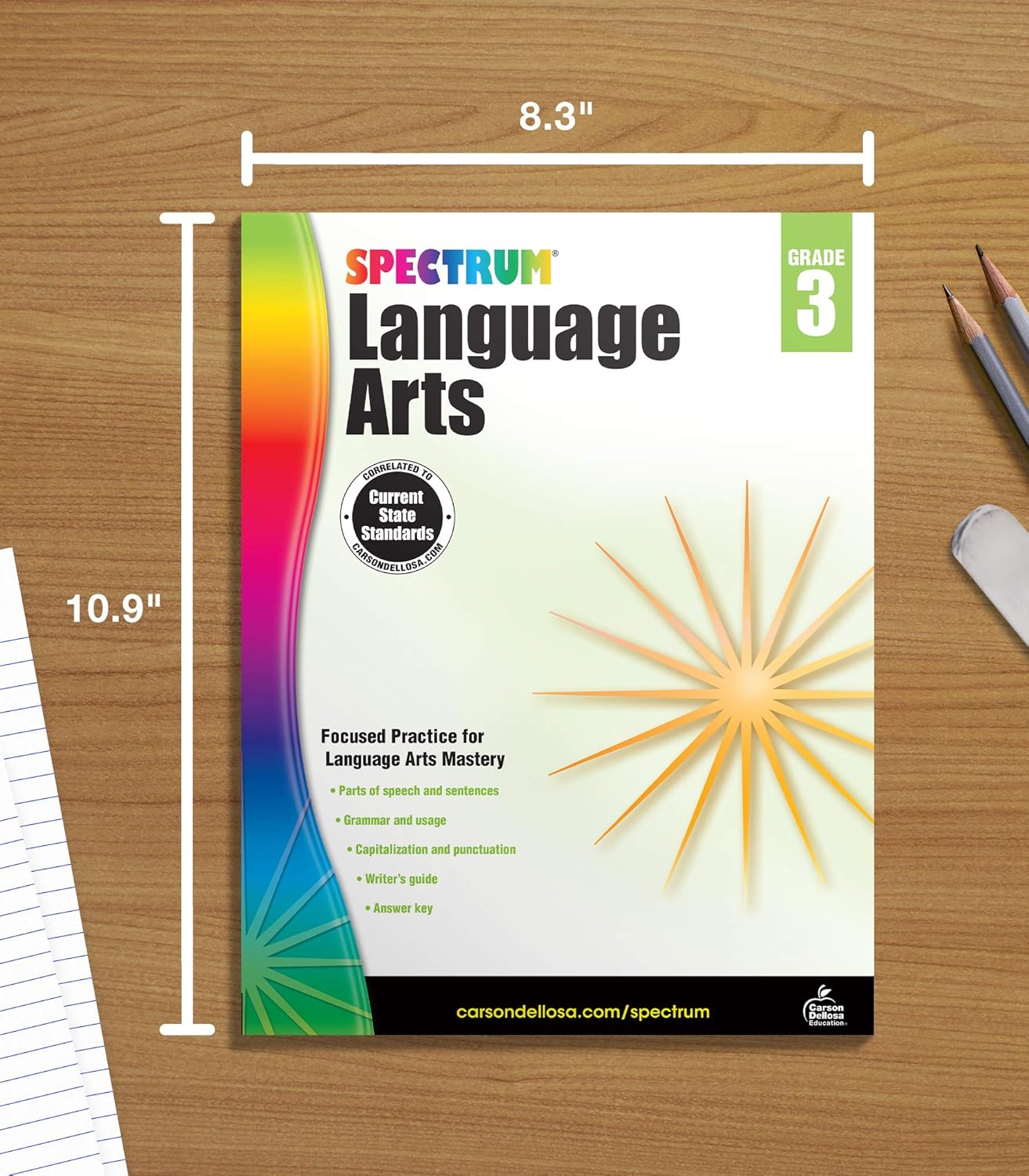Spectrum Grade 3 Language Arts Workbook, English Grammar, Parts of Speech, Sentence Building Skills, Vocabulary, Punctuation, and More, ELA Classroom or Homeschool Curriculum (Volume 13)