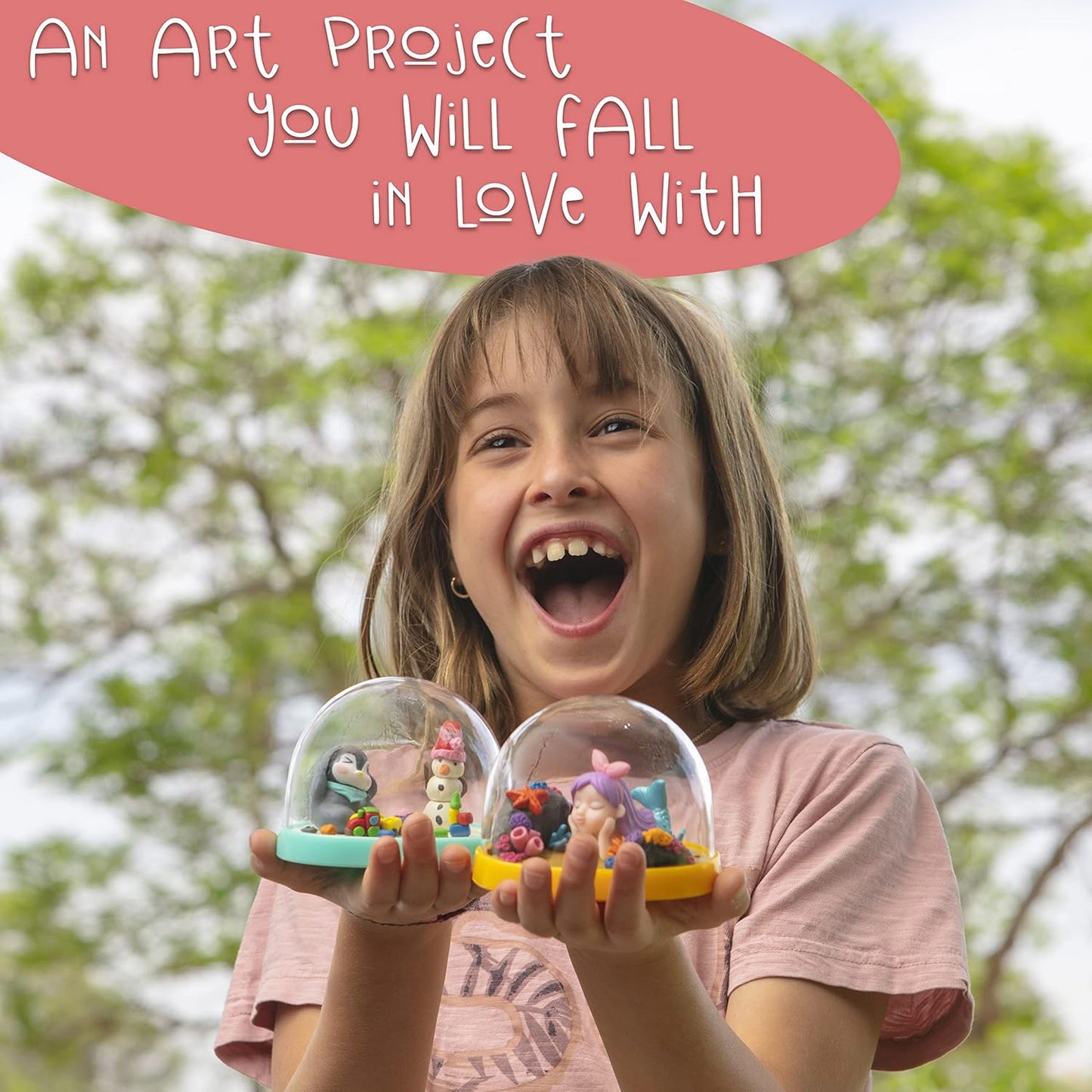 Kipipol Make Your Own Holiday Water Globe Kit – 3X DIY Snow Globe Making Kit w/ 3 Figures, 10 Packs of Modeling Clay for Sculpting, Crafts for Girls Ages 4-6, Arts and Crafts for Kids Ages 4-6-8-12
