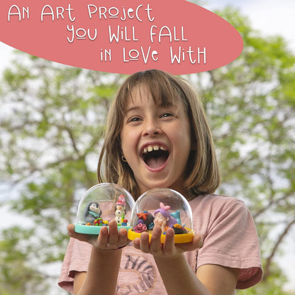 Kipipol Make Your Own Holiday Water Globe Kit – 3X DIY Snow Globe Making Kit w/ 3 Figures, 10 Packs of Modeling Clay for Sculpting, Crafts for Girls Ages 4-6, Arts and Crafts for Kids Ages 4-6-8-12