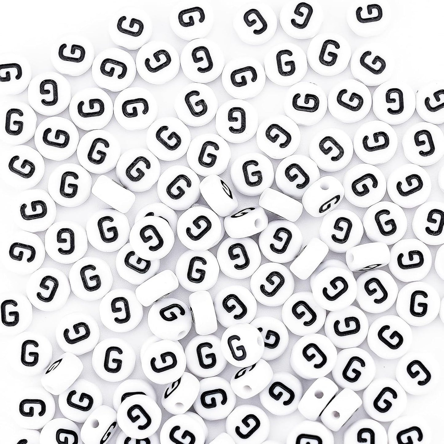 300Pcs Vowel Letter Pony Beads for Charms Bracelets Making 4X7mm Individual Round White Alphabet Beads U