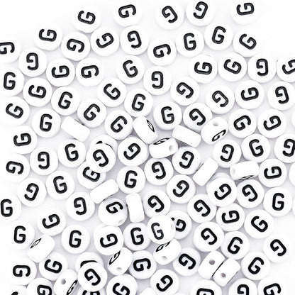 300Pcs Vowel Letter Pony Beads for Charms Bracelets Making 4X7mm Individual Round White Alphabet Beads U