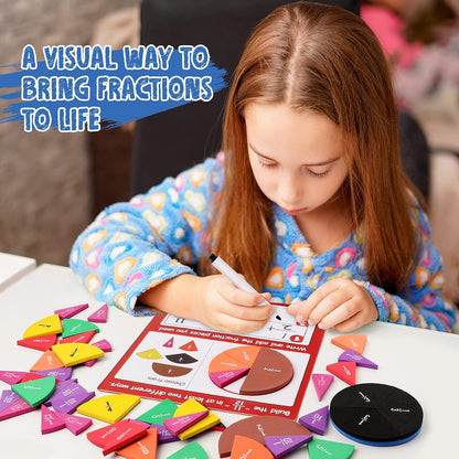 Torlam Magnetic Fraction Tiles & Fraction Circles Activity Set & Fraction Circles & Percentage & Decimal Flip Chart for Kids Math Games Math Manipulatives Homeschool Supplies