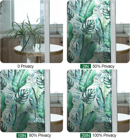 Leaf Pattern Window Tint with Installation Tools, Blackout Window Cover, Sun Blocking Window Tint for Home (Full Blackout Opaque, 17.7'' x 78.7'')