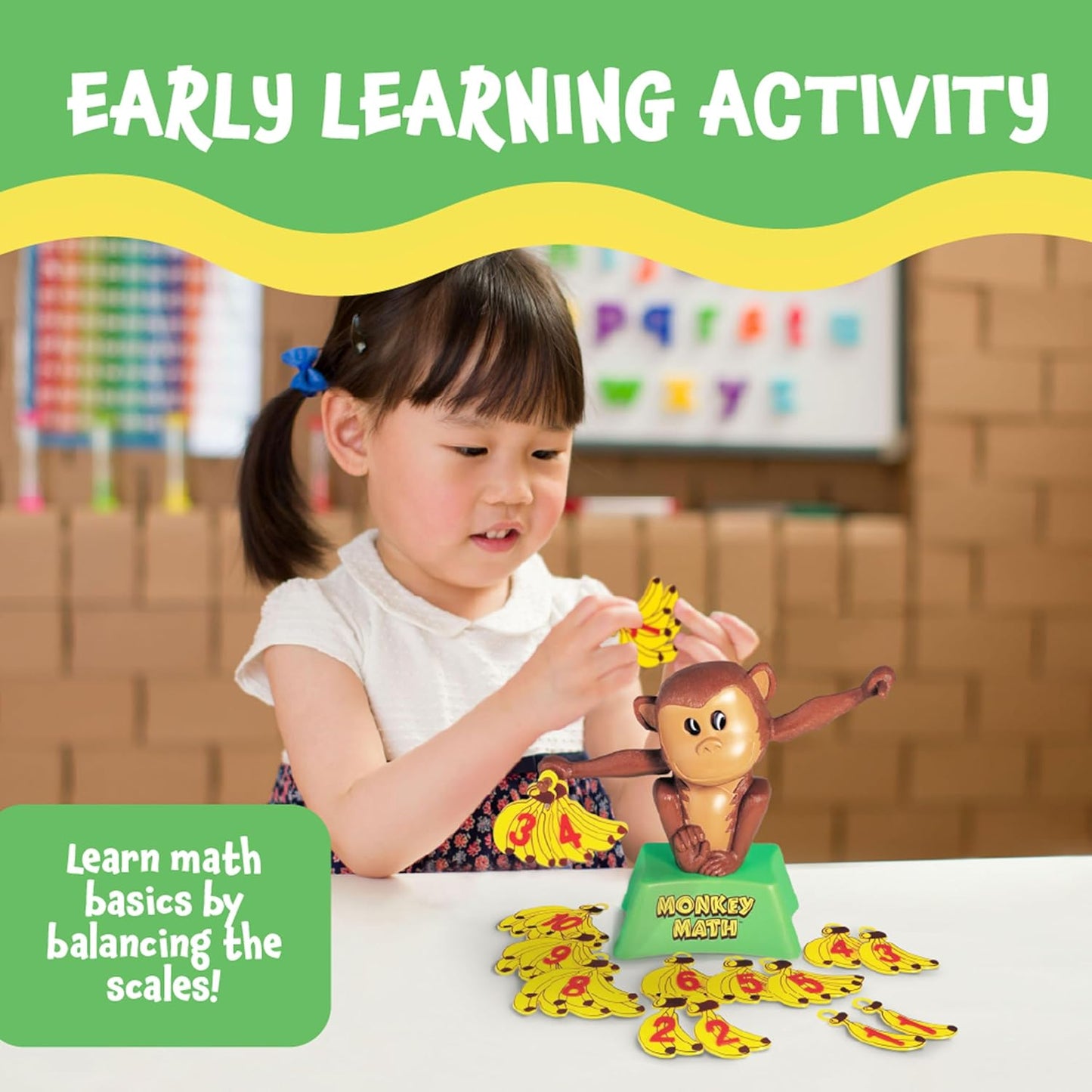 POPULAR PLAYTHINGS Monkey Math Balance Game, Simple Addition Toy with Scale, Hands-On Learning Fun, Gifts for Kids Ages 4 & Up