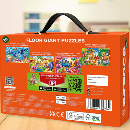 QUOKKA Giant Floor Puzzle for Kids Ages 4-6 – 2x3 Feet Extra-Thick 48 Pieces Toddler Puzzle Ages 3-5 – Bugs Educational Activity for Boys Girls – Premium Box with Sturdy Handle & Magnetic Closure