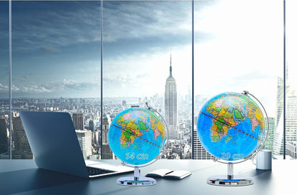 Political Globe Dia 5.5-inch / 14cm- Educational/Geographic - Stainless Steel Arc and Base - School, Home, and Office