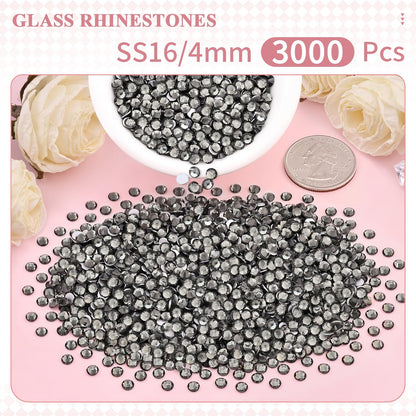 5000PCS SS6/2mm Glass Crystal Rhinestones (Clear), Bedazzling Flatback Rhinestones for Crafting DIY Crafts Nail Art Makeup Decoration, Gems Diamond Charms for Tumbler Shoes Clothing Mug