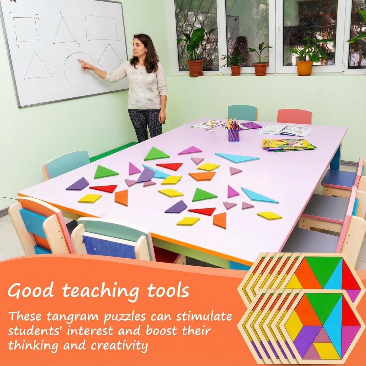 Meooeck 12 Pack Tangrams Wooden Puzzles Tangrams Set f Shape Puzzles Brain Logic Blocks for Games Educational Gifts for Adults Students(Notch Style)