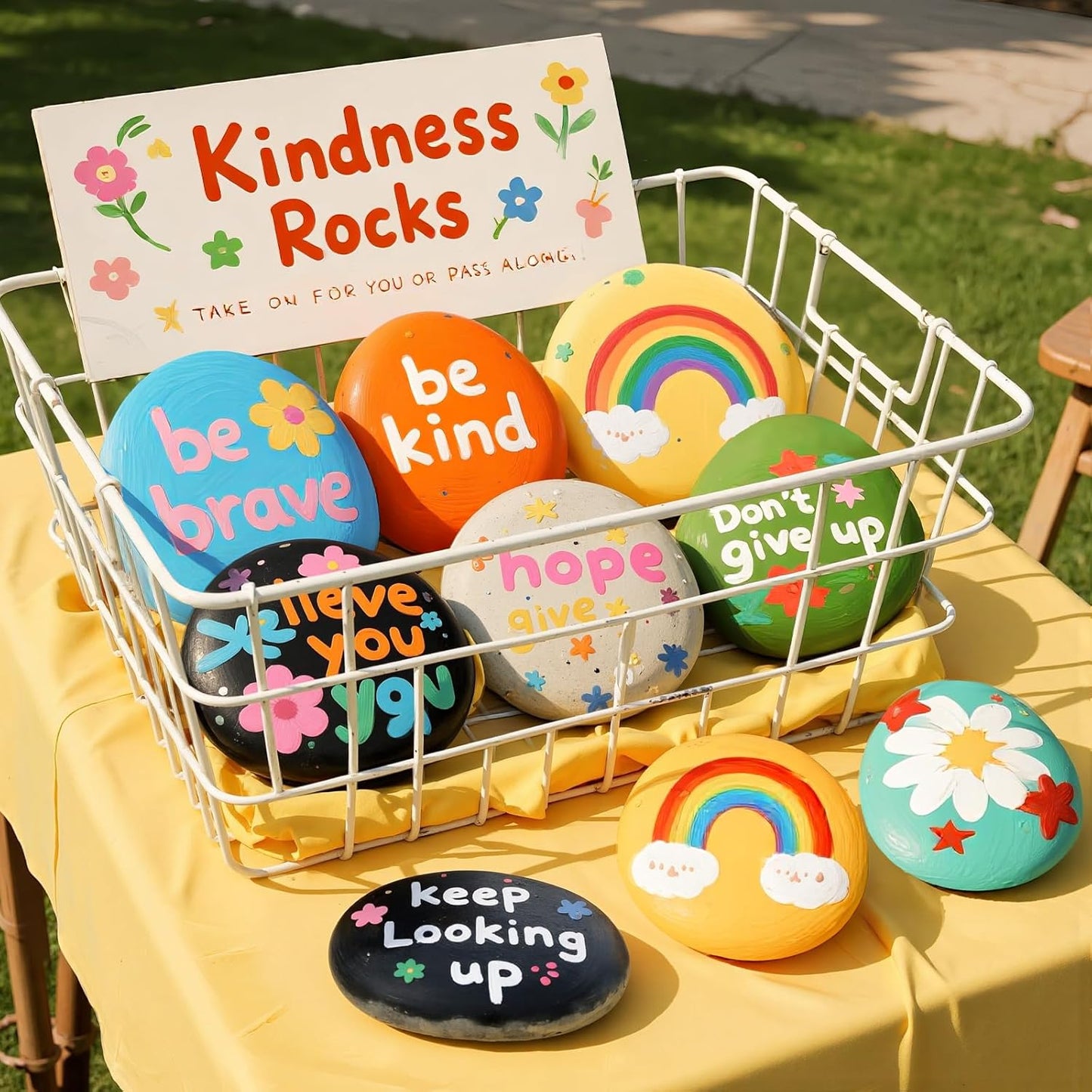 Simetufy 15 Pcs Rocks for Painting, River Rocks to Paint, 2"-3" Flat Painting Rocks, Smooth Rocks for Crafts, Natural Stones for DIY, Kindness Rocks Garden Decoration