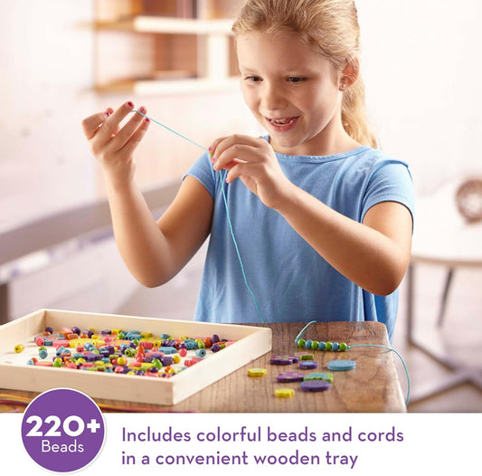 Melissa & Doug Created by Me! Bead Bouquet Deluxe Wooden Bead Set with 220+ Beads for Jewelry-Making Kits for Kids 4+ - FSC Certified