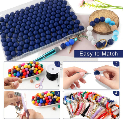 65Pcs 19mm Silicone Beads for Keychain Making Bracelet Necklace, Bulk Round Silicone Beads for Pens（Christmas Green） - Colors A