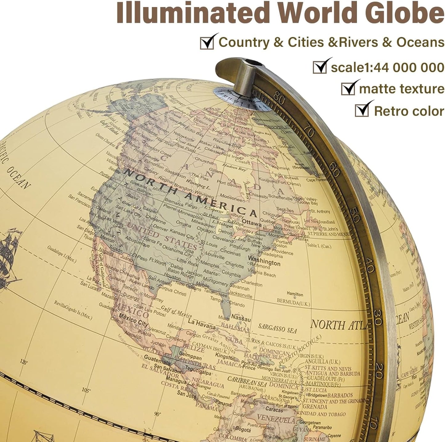 BSHAPPLUS 13 inch Large Globe for Classroom & Home Learning, Political Globe with 195+ Countries, Dry Erase & Waterproof Surface, Solid Stainless Steel Base (No Assembly Required)