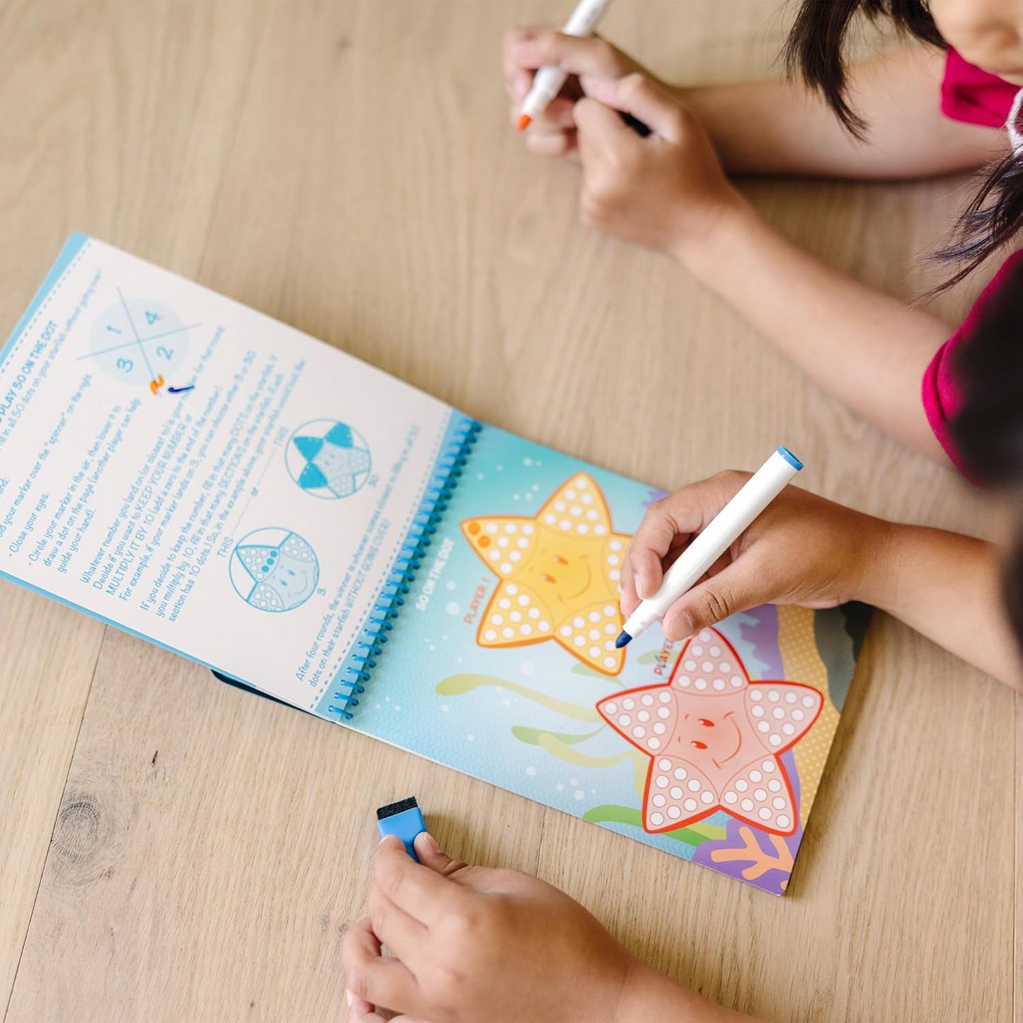 Melissa & Doug Write-On Reusable Games Activity Book - Travel Games and Kids Games With Dry Erase Markers for Kids, Road Trip Activities for Kids, Ages 6+ - FSC Certified