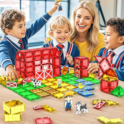 Magnetic Tiles Farm Animals Toddler Toys, STEM Magnet Building Blocks for Kids Ages 3-5 5-7 4-8, Preschool Montessori Sensory Toys Gifts for 3+ Year Old Boys & Girls