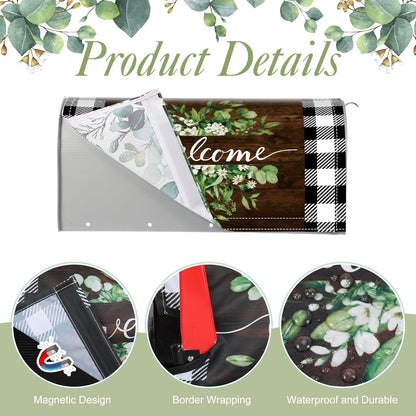 Tiamon Monogrammed L Mailbox Covers Magnetic Eucalyptus Welcome Letter Box Wrap Standard Size 21x18 Inch Spring Summer Leaves Mailbox Decor Eucalyptus Letter Numbers Decoration for Outdoor Garden Yard