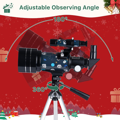 FREE SOLDIER Telescope for Kids 70mm Aperture Astronomical Refractor Telescopes for Beginners (15X-150X) 300mm Telescope for Adults High Powered with A Phone Adapter & A Wireless Remote (White)
