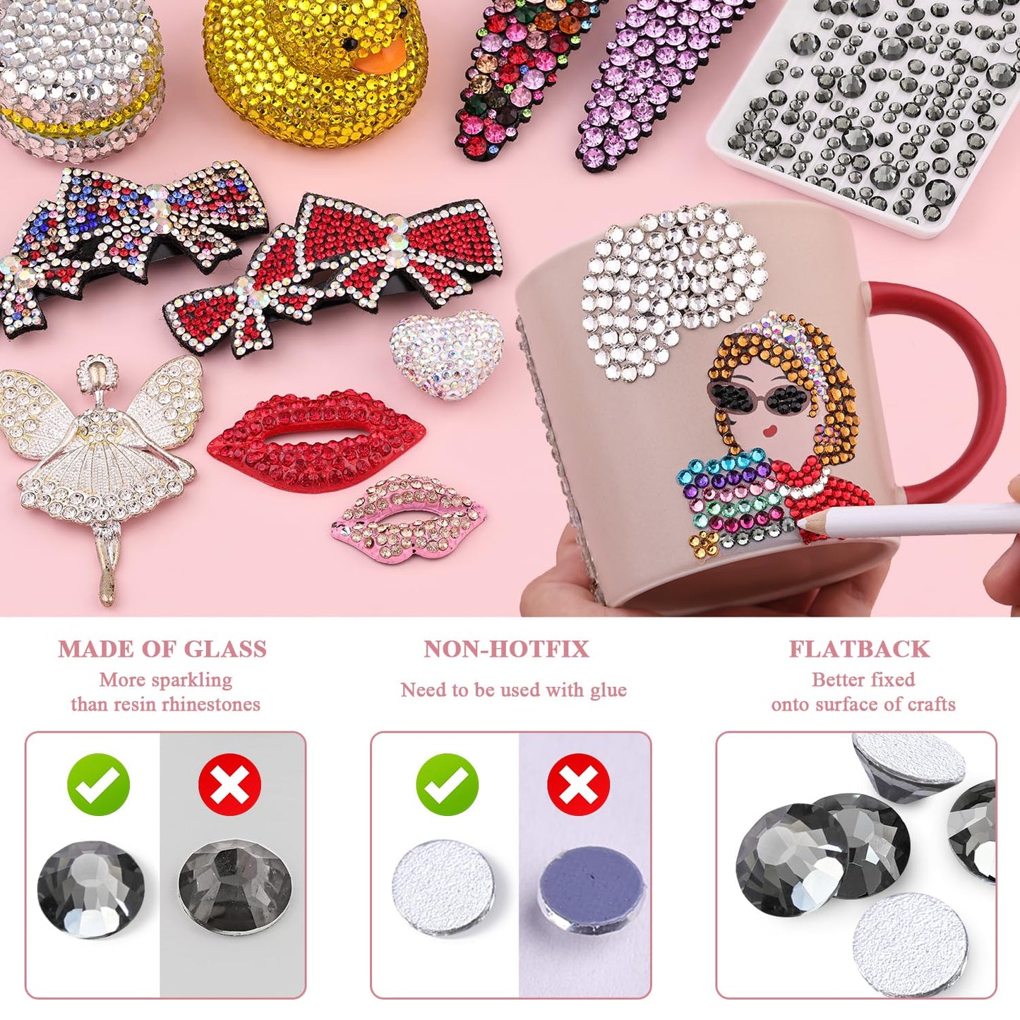5000PCS SS6/2mm Glass Crystal Rhinestones (Clear), Bedazzling Flatback Rhinestones for Crafting DIY Crafts Nail Art Makeup Decoration, Gems Diamond Charms for Tumbler Shoes Clothing Mug