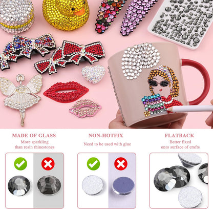 5000PCS SS6/2mm Glass Crystal Rhinestones (Clear), Bedazzling Flatback Rhinestones for Crafting DIY Crafts Nail Art Makeup Decoration, Gems Diamond Charms for Tumbler Shoes Clothing Mug