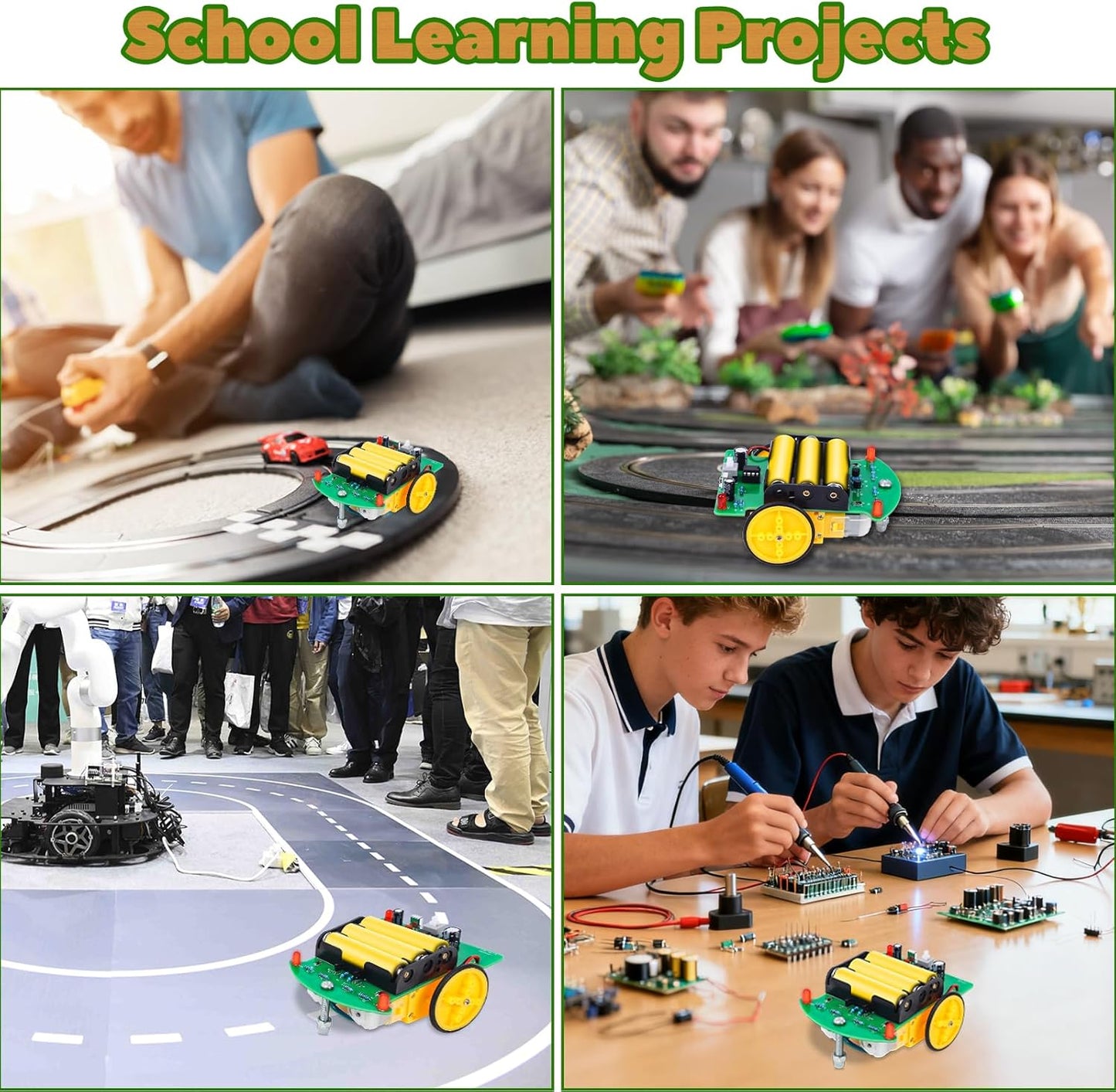 MiOYOOW Line Following Robot Car Kit, Beginners Smart Car Soldering Practice Kit STEM Educational Electronics Soldering Projects for School and Home Learning