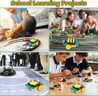 MiOYOOW Line Following Robot Car Kit, Beginners Smart Car Soldering Practice Kit STEM Educational Electronics Soldering Projects for School and Home Learning