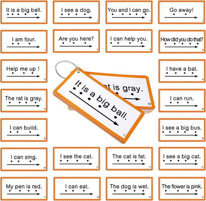 Junkin 60 Pcs Sight Word Sentence Cards Phonics Flash Cards for Kids Kindergarten Preschool, Education Sight Word Games Flashcards for Early Childhood Home School Daily Sentence Building Reading Toy