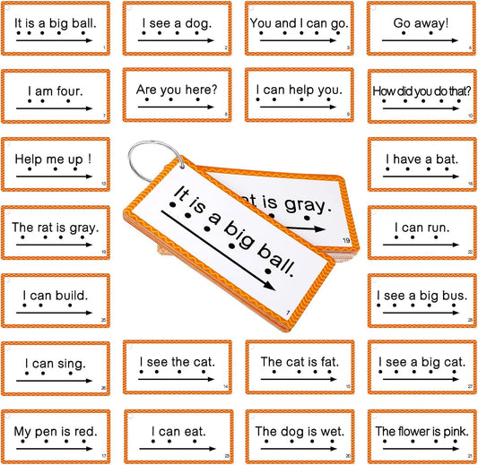 Junkin 60 Pcs Sight Word Sentence Cards Phonics Flash Cards for Kids Kindergarten Preschool, Education Sight Word Games Flashcards for Early Childhood Home School Daily Sentence Building Reading Toy