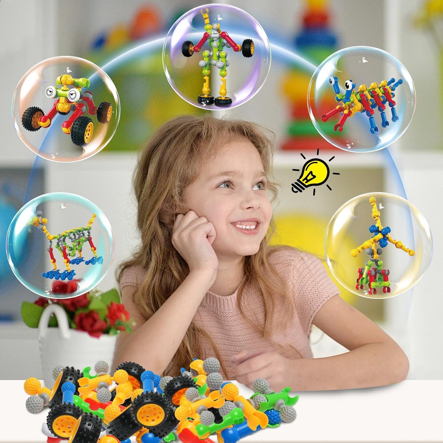 Afomida 215 PCS Creative Building Blocks Playset Toy - Featuring Storage, Includes Dinosaur, Robot, Car, Spider, Dog Figure, Learning Toy for Kids, Birthdays Gift for Kids, Boys and Girls Ages 4-7, 8+
