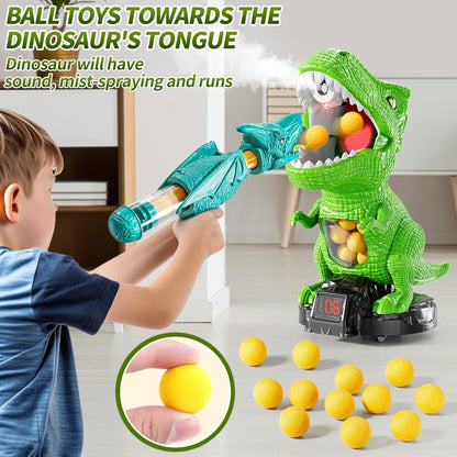 JUKUDAHU Dinosaur Shooting Boy Toys for Kids Age 3 4 5 6 7 8 - Moveable Shooting Game with Scoreboard, Light and Sound, 12 Foam Balls, Boy Toddler Toys 5-7 6-8 8-10, Competition Game Gifts (Green)