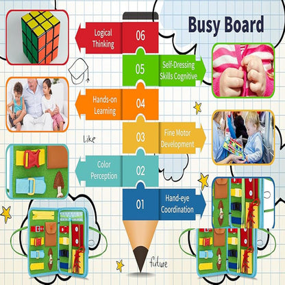 Vangoddy Portable Quiet Book for Toddlers, Perfect Screen-Free Toy for Kids, Travel Busy Board & Activity Center for Airplane & Car