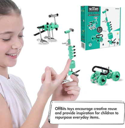 The Off Bits Erector Set: Animal Mini STEM Toys for Kids 6+, Toy Building Sets with Nuts & Bolts, STEM Building Toys Gifts for Boys and Girls (Green Dino)