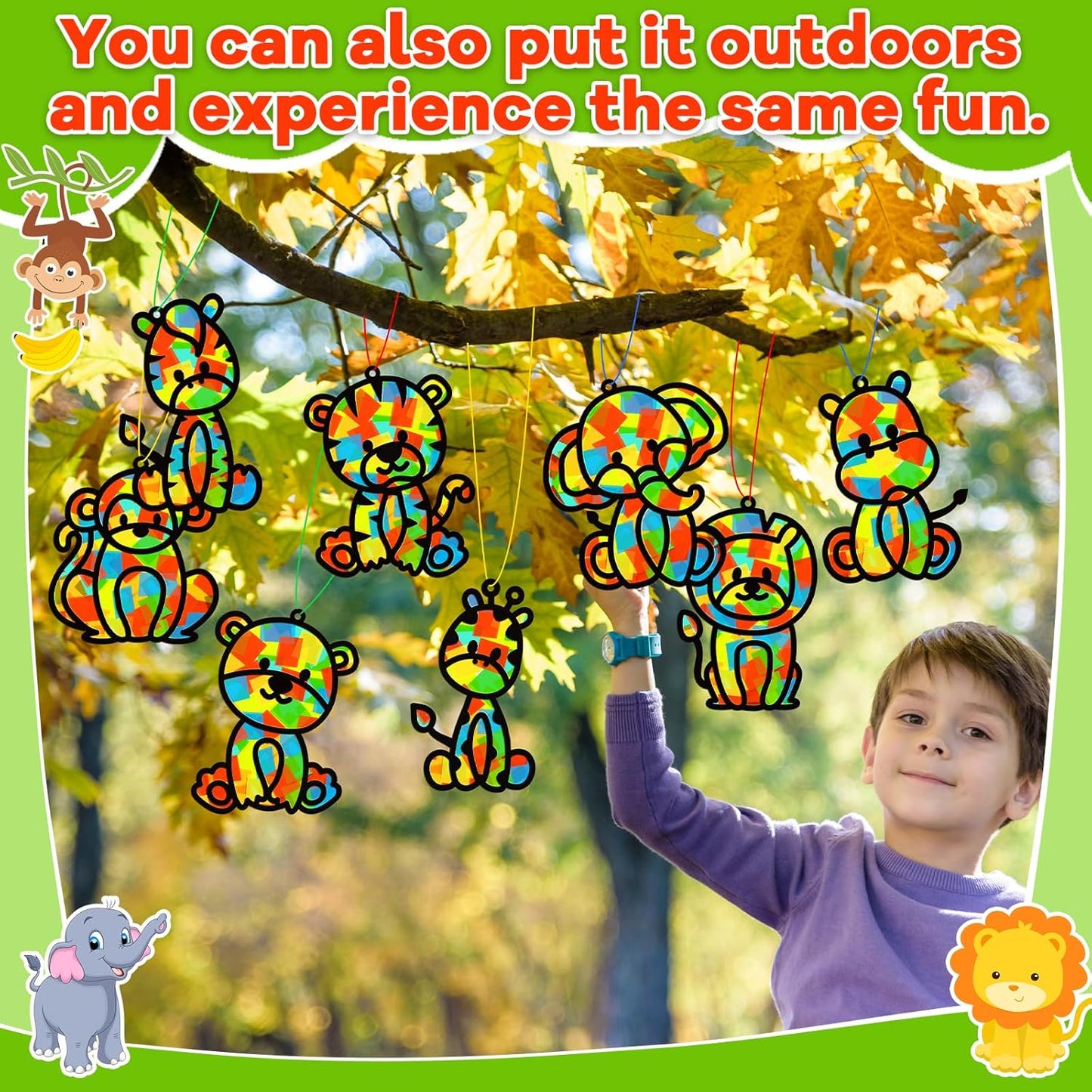 32 Sets Outer Space Suncatchers Craft Kit DIY Window Stained Glass Effect Planet Astronaut Alien Paper Crafts Home School Classroom Decoration Kid Birthday Gift Creative Art Project Activity Game - Colors A