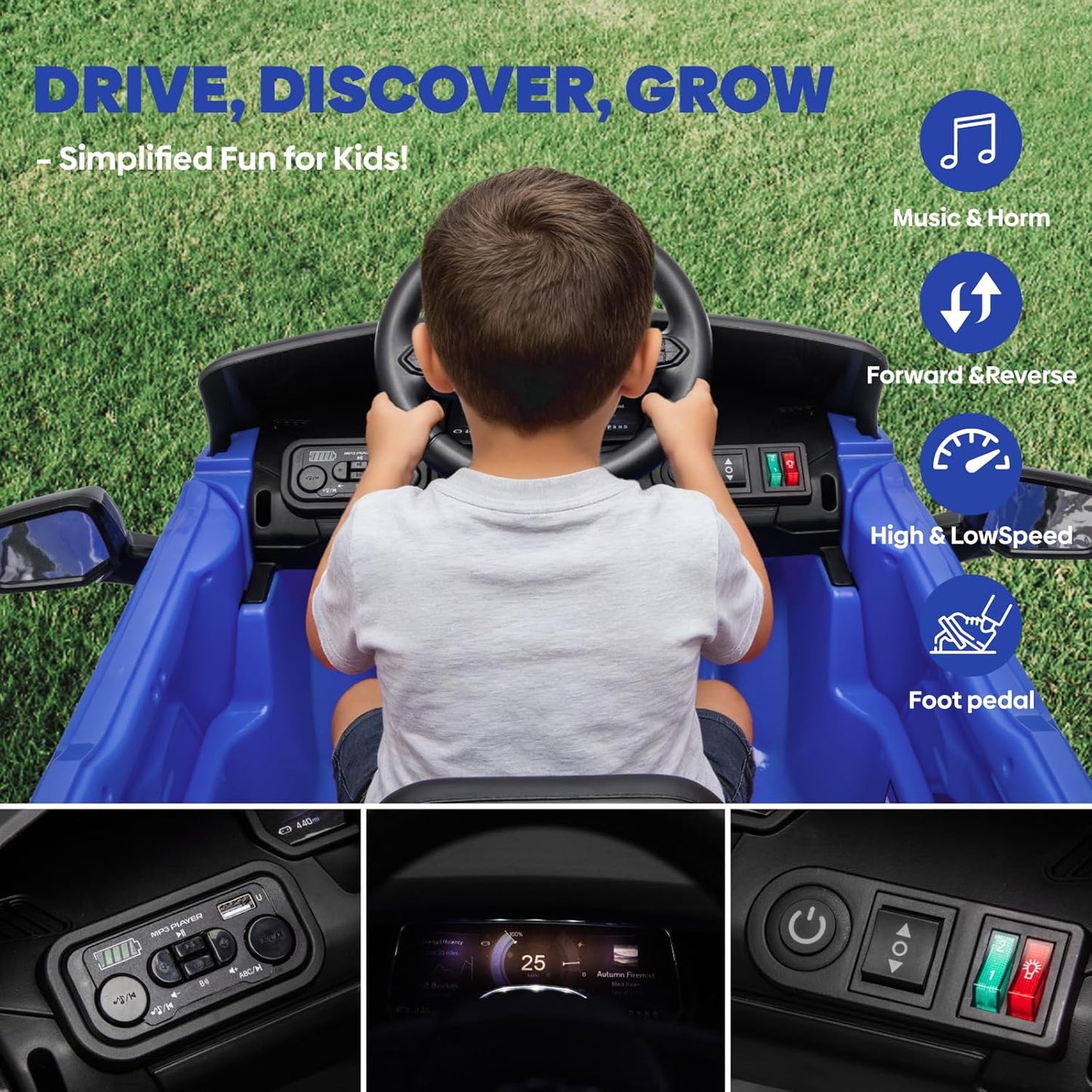 24V Licensed Chevrolet Silverado Electric Car for Kids, Ride on Toys for Toddlers with Remote Control, Soft Start, LED Lights, Music Player, Seat Belts, Easy to Assemble, Black