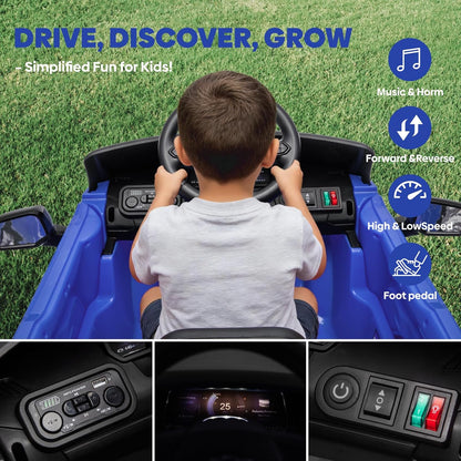 24V Licensed Chevrolet Silverado Electric Car for Kids, Ride on Toys for Toddlers with Remote Control, Soft Start, LED Lights, Music Player, Seat Belts, Easy to Assemble, Black