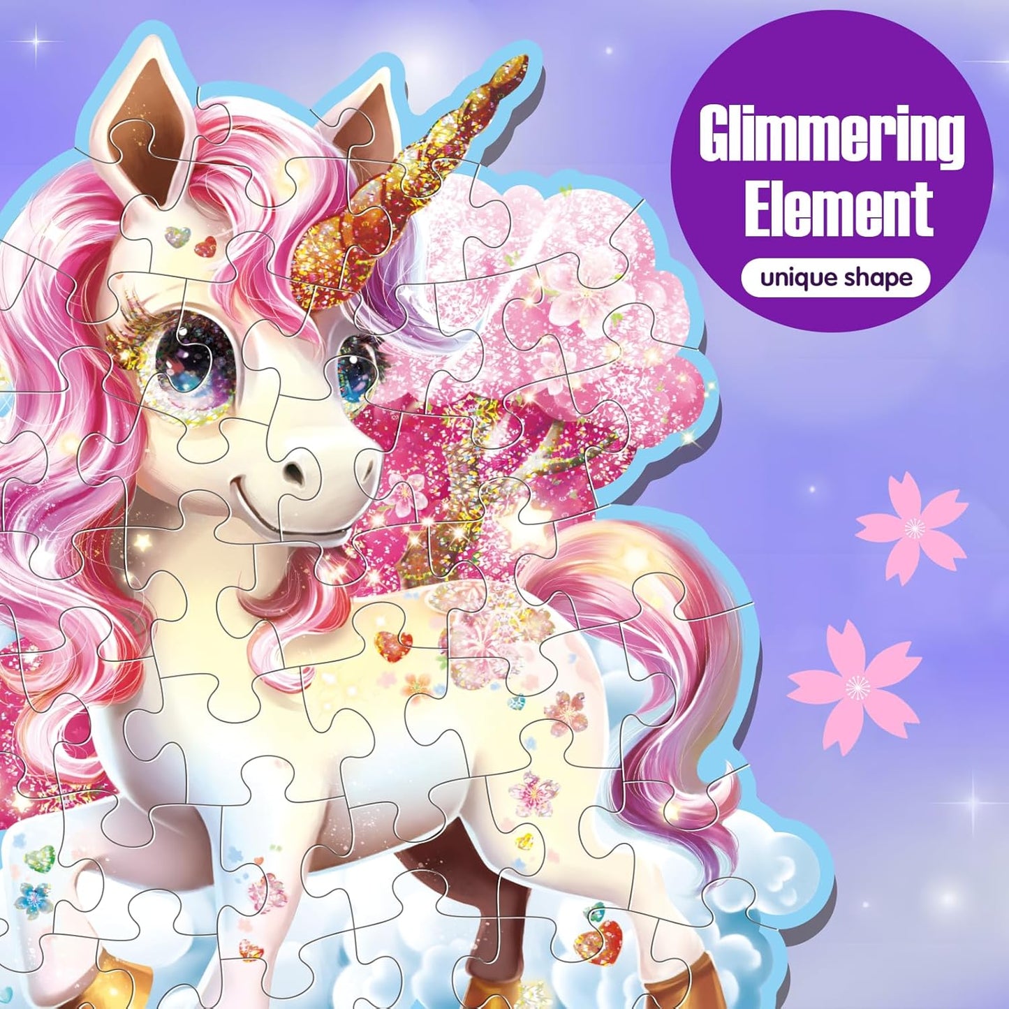 Jumbo Floor Puzzle for Kids,48 Piece Unicorn Large Jigsaw Puzzles,Puzzle for Toddler Ages 3-5,Fun Educational Preschool Learning Toy Easter Gift for Boys & Girls Ages 4-8