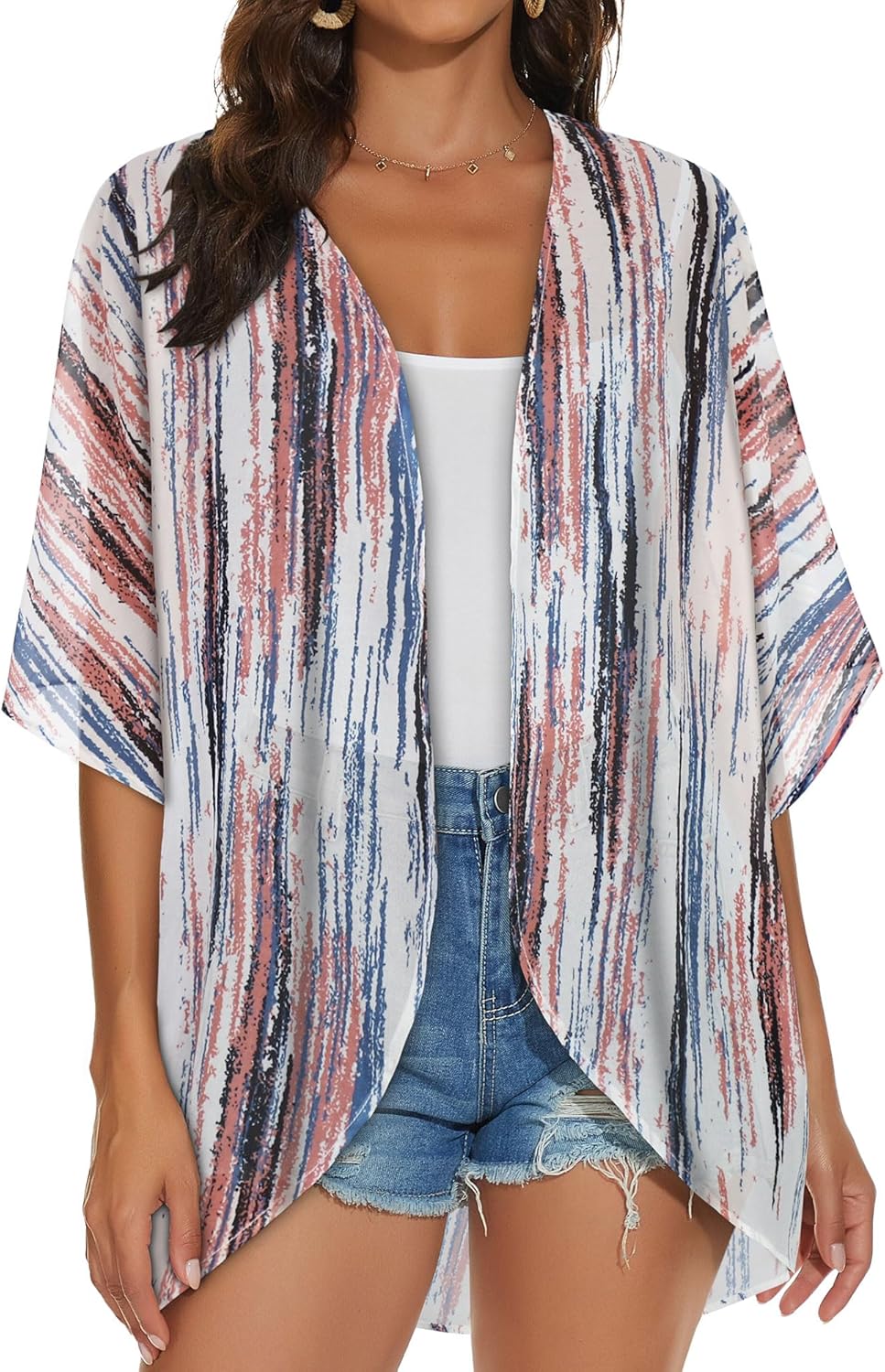 Womens Kimono Cardigans Beach Cover ups Swimwear Puff Sleeve Loose Casual Summer Tops 2026