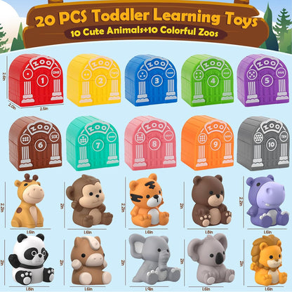Learning Toys for 1,2,3 Year Old Toddlers, 20Pcs Farm Animals Toys Montessori Counting, Matching & Sorting Fine Motor Games, Christmas Birthday Easter Gift for Baby Boys Girls Age 12-18 Months