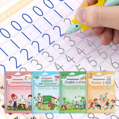 Magical Handwriting Workbooks Handwriting Practice Copybook, Handwriting Aid Magic Pen Reusable Copybook Grooves Template Design for Children Books Suitable for Children's Learning (6)