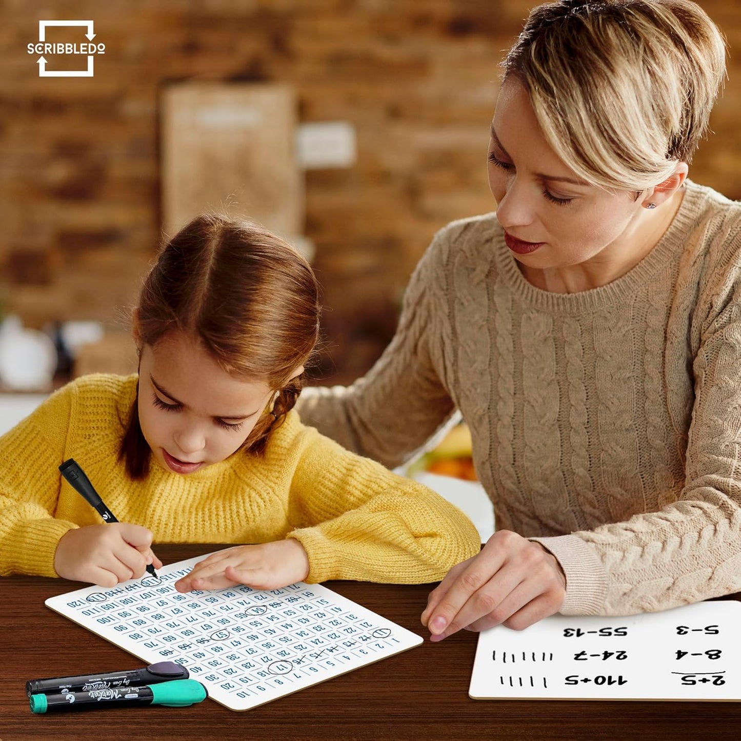 SCRIBBLEDO Dry Erase Number Chart 9”x12” White Board Teacher Student 100 Chart for First Grade Classroom Kid Small Math Practice Whiteboard Kindergarten 1st Grade School Supplies