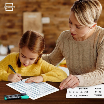 SCRIBBLEDO Dry Erase Number Chart 9”x12” White Board Teacher Student 100 Chart for First Grade Classroom Kid Small Math Practice Whiteboard Kindergarten 1st Grade School Supplies