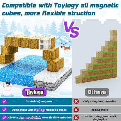 Magnetic Blocks-Build Mine Magnet World Pickaxe Edition Mine Pickaxe Caverns Kids Games Toddler Toys Magnetic Tiles for Boys & Girls Age 3-4 4-5 6-8, Sensory Outdoor Toys for Kids for 3+